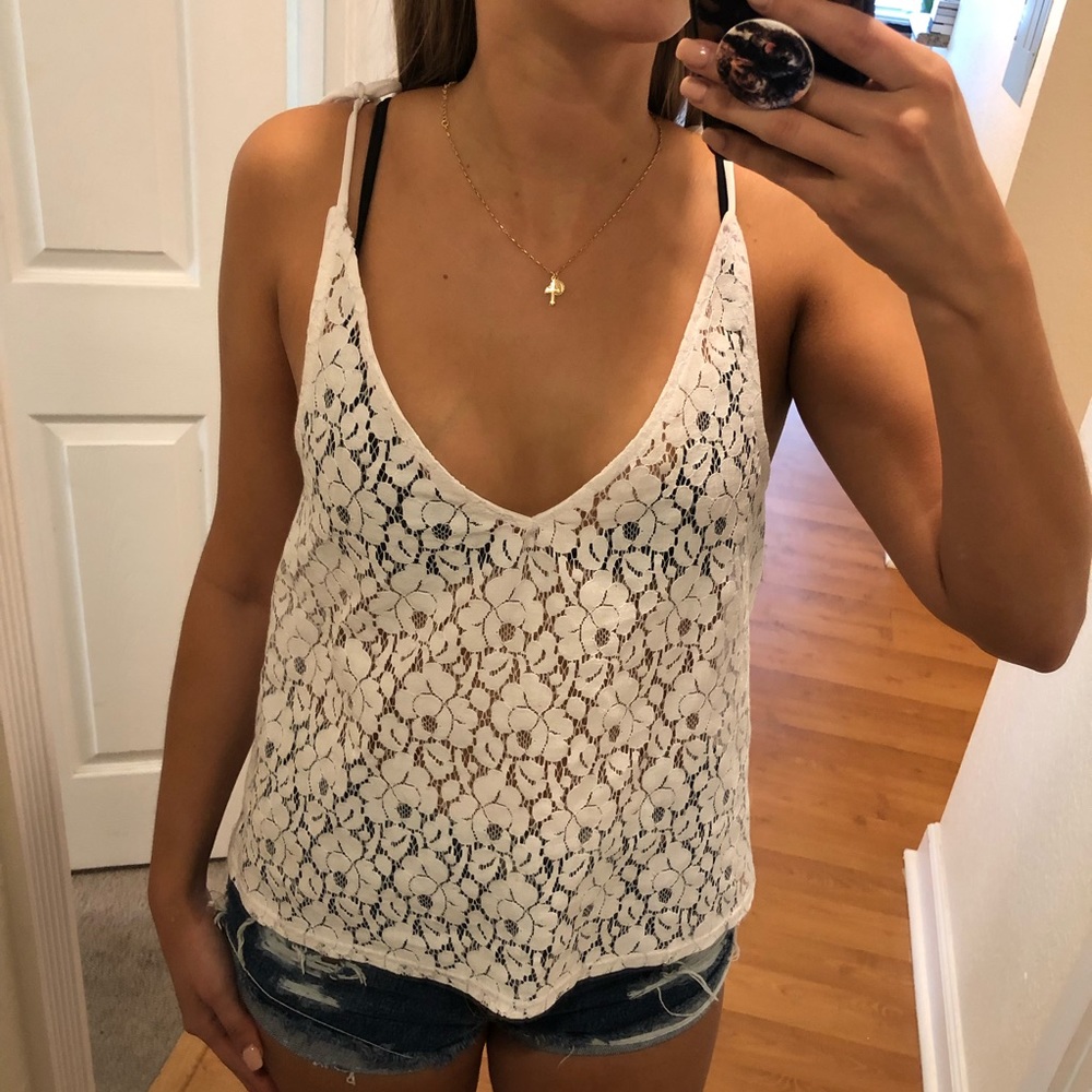 Nasty Gal White lace tank top